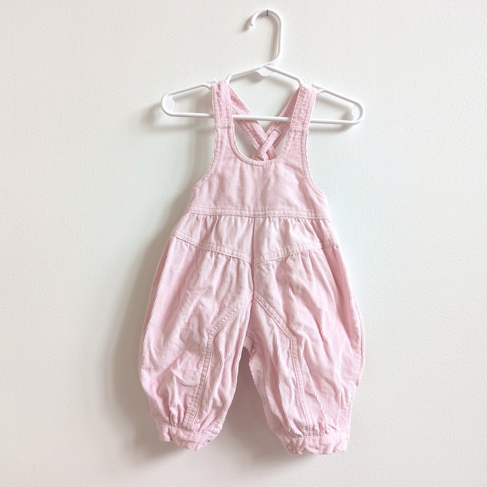 Vtg 90s Mine Alone Overalls 3-6m Bubble Corduroy Pink